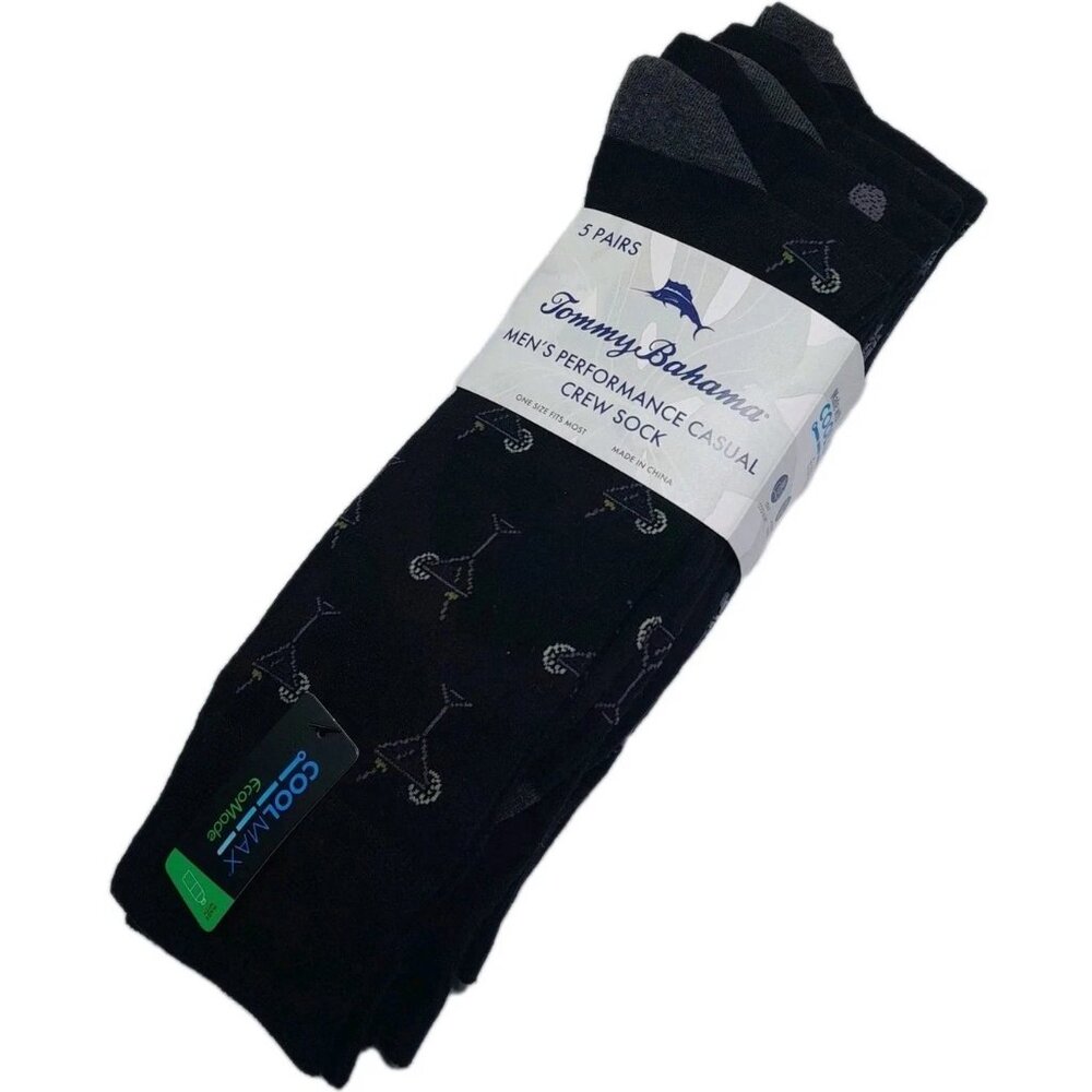Tommy Bahama Men's Dress Socks Martini/Palm/Pineapple/Swordfish 5 Pairs Black OS